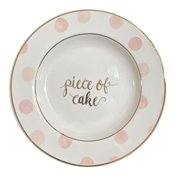 Small polka dot “piece of cake” and “ yummy” dessert plates - Picture 2 of 6